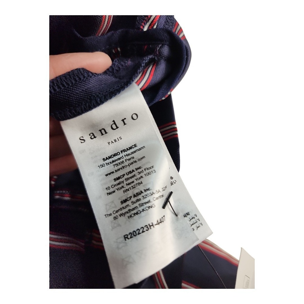 NWT Sandro Paris Striped Dress Women Size 36 Navy Blue French Chic Professional - Picture 9 of 13